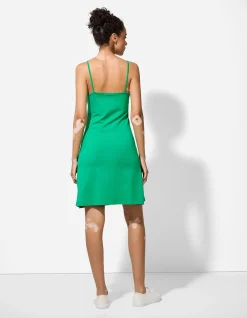 Kleid in A-Linie - Spaghettiträger - grün