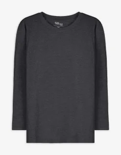 Langarmshirt - Baumwolle - dunkelgrau