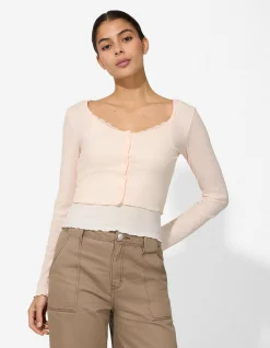 Langarmshirt - Double-Layer-Look - rosa