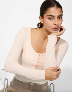Langarmshirt - Double-Layer-Look - rosa
