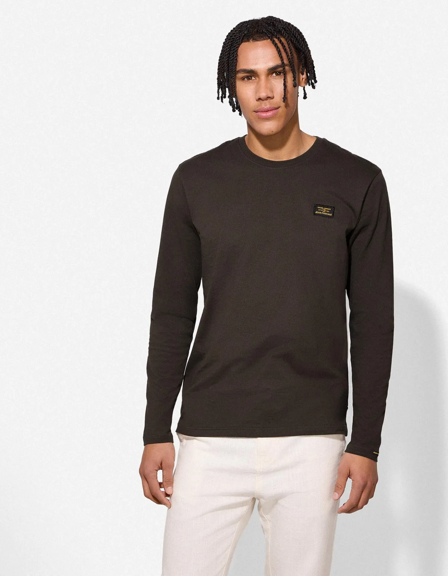 Langarmshirt - einfarbig - dunkelgrün