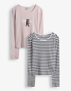 Langarmshirt - 2er-Pack - lila