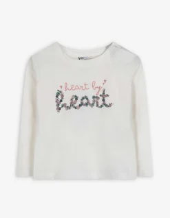 Langarmshirt - Glitzerprint - weiß