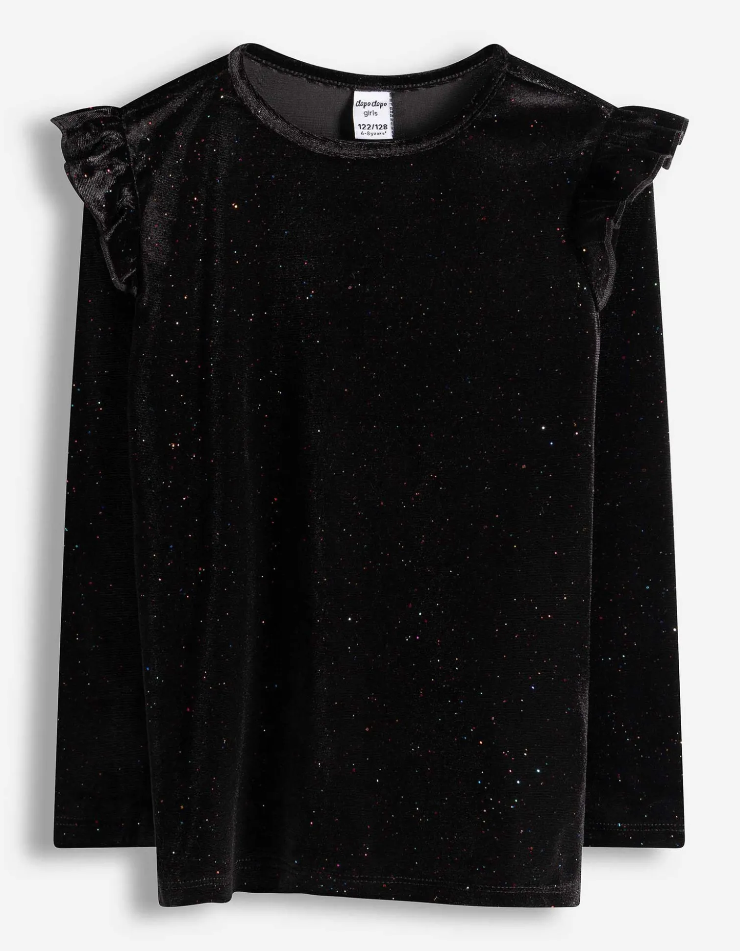 Langarmshirt - Glitzerstoff - schwarz