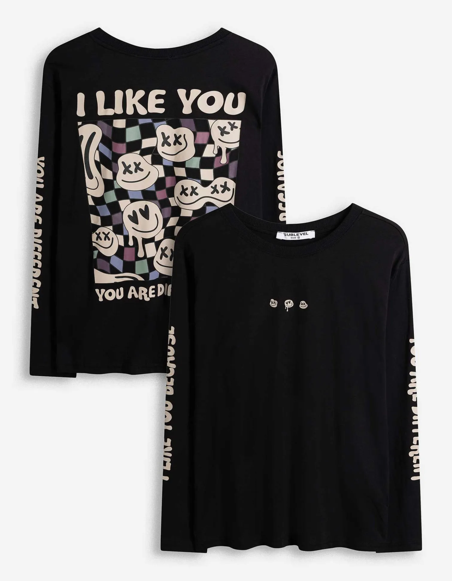 Langarmshirt - Rückenprint - dunkelgrau