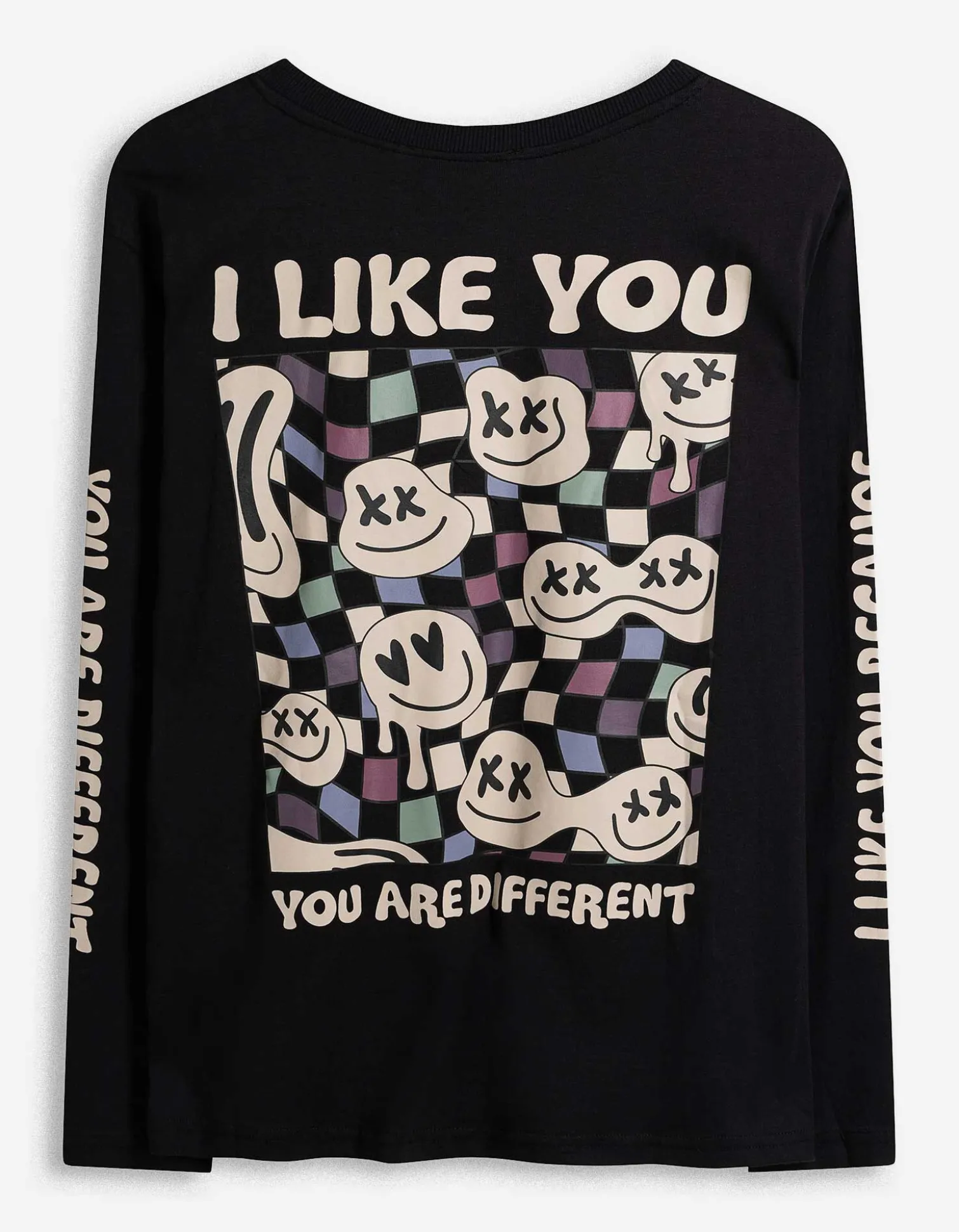 Langarmshirt - Rückenprint - dunkelgrau
