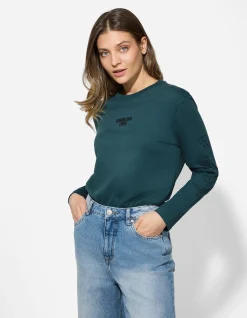 Langarmshirt - Rückenprint - türkis