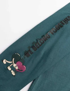 Langarmshirt - Rückenprint - türkis