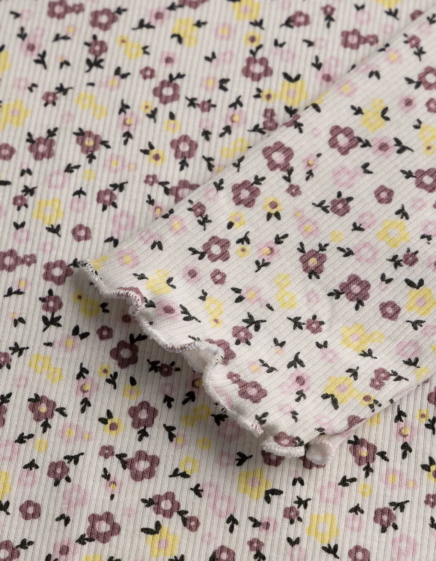 Langarmshirt - Rippenstruktur - weiß