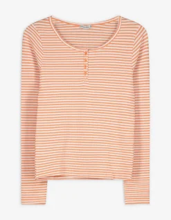 Langarmshirt - Rippenstruktur - orange