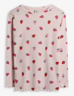 Langarmshirt - Rippenstruktur - rosa