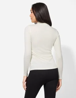 Langarmshirt - Rollkragen - weiß