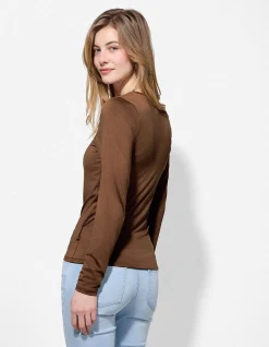 Langarmshirt - Slim Fit - braun