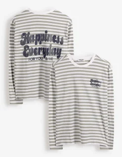 Langarmshirt - Streifen - grün