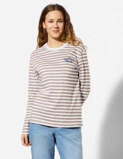 Langarmshirt - Streifen - hellbraun