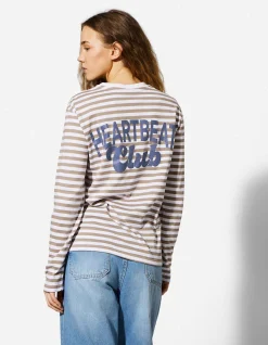 Langarmshirt - Streifen - hellbraun