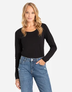 Langarmshirt - Stretchanteil - schwarz