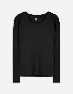 Langarmshirt - Stretchanteil - schwarz