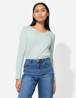Langarmshirt - Stretchanteil - türkis
