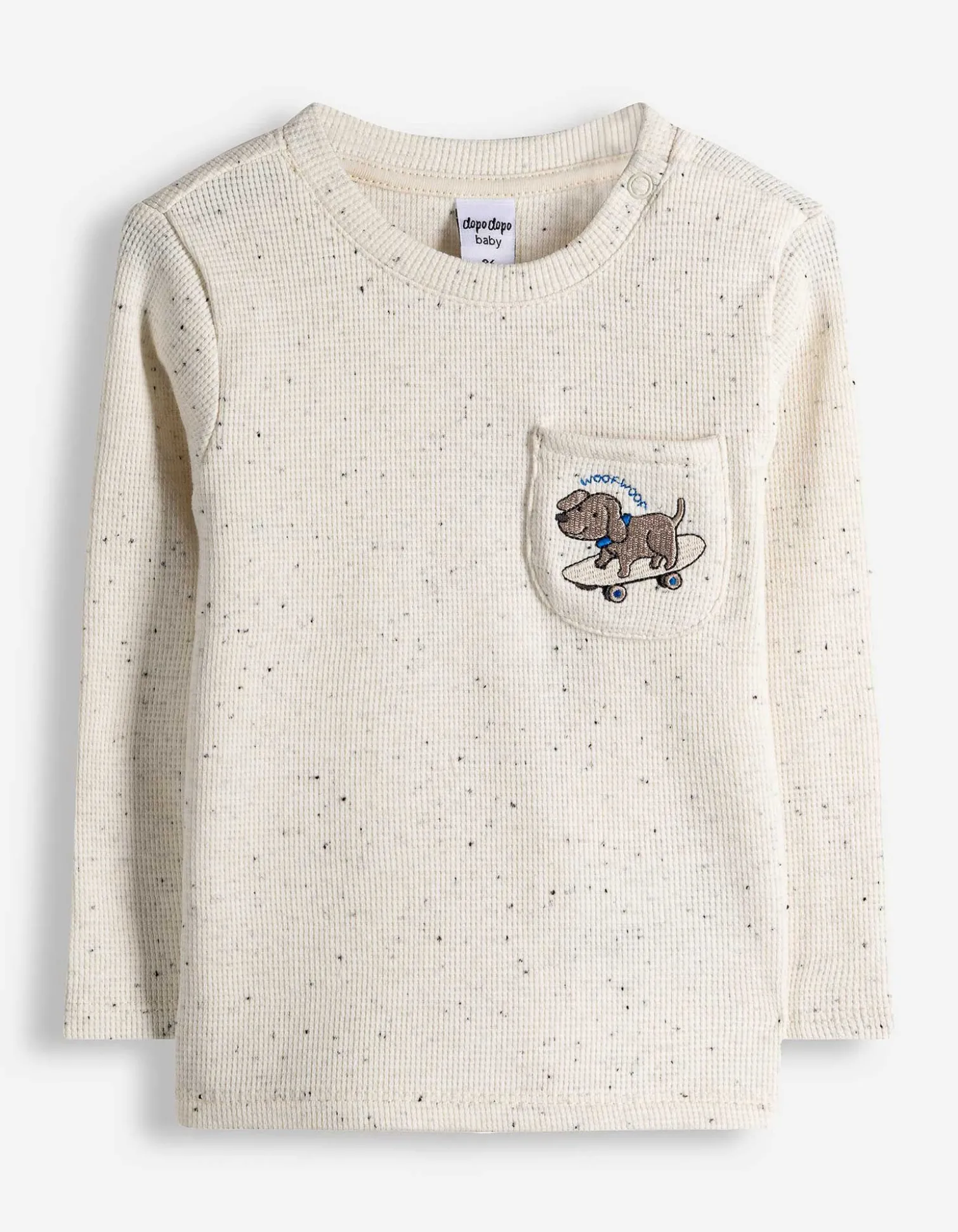 Langarmshirt - Waffelstruktur - weiß