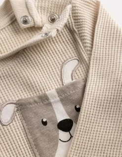 Langarmshirt - Waffelstruktur - beige