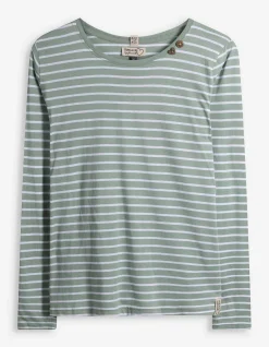 Langarmshirt - Zierknöpfe - hellgrün