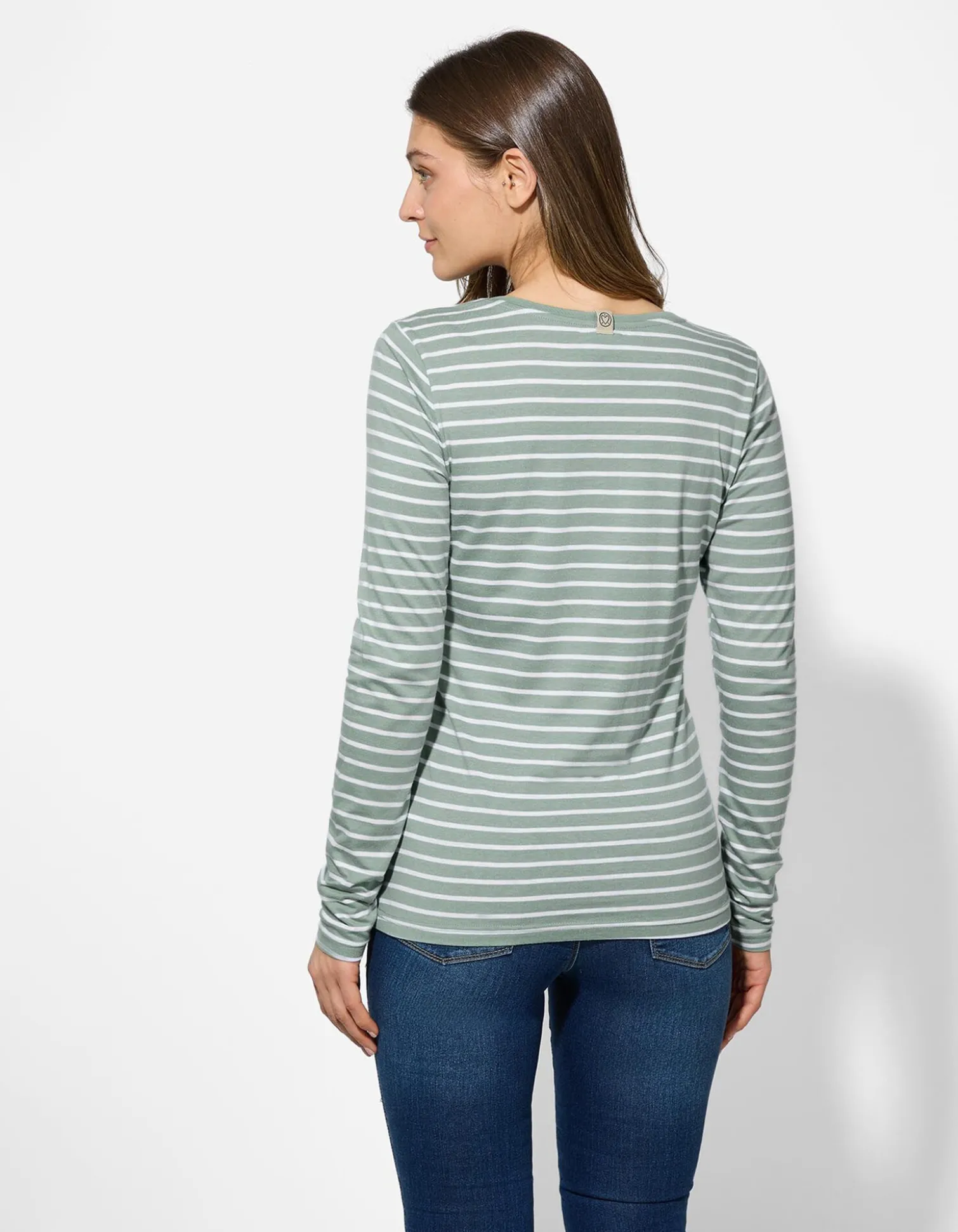 Langarmshirt - Zierknöpfe - hellgrün
