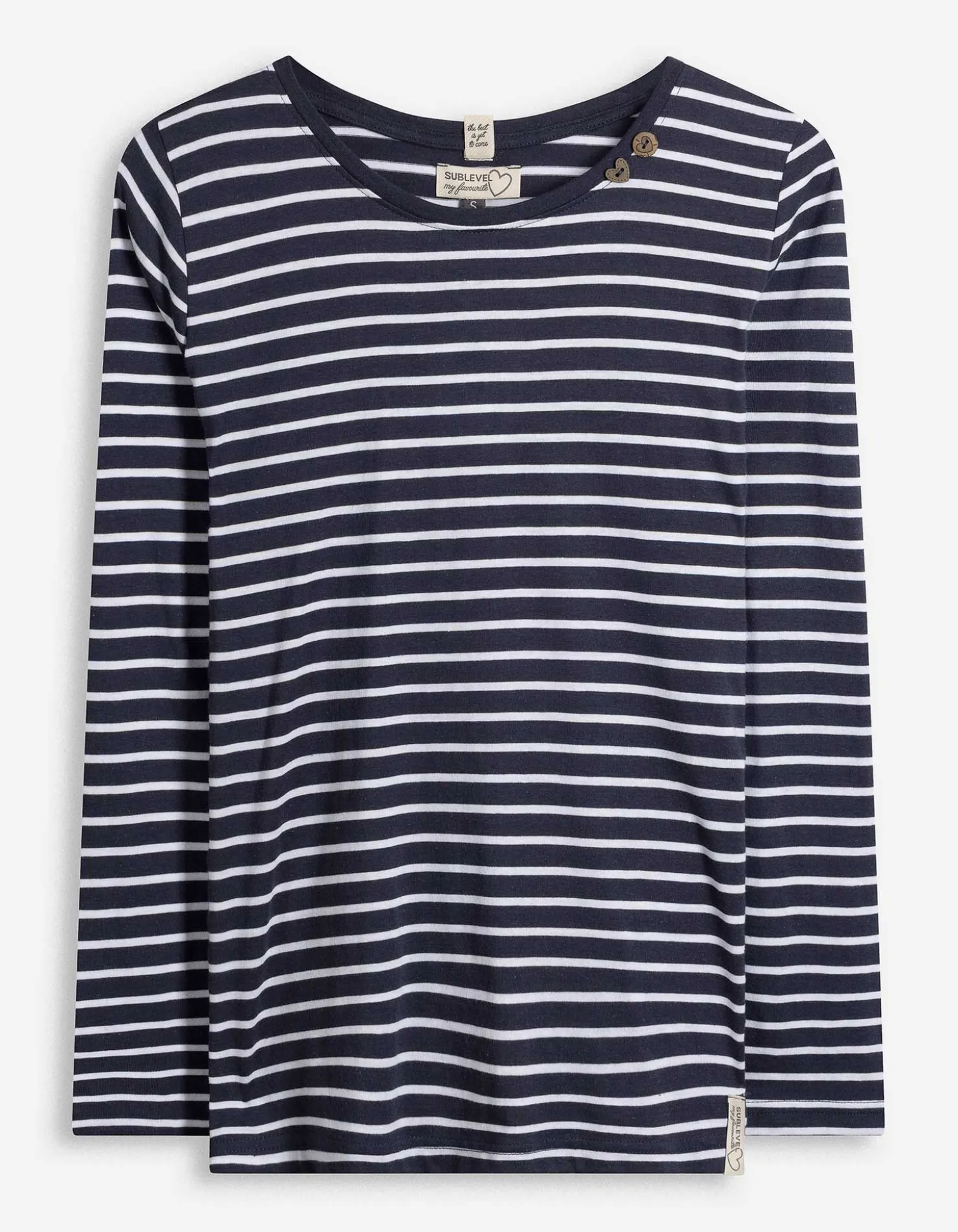 Langarmshirt - Zierknöpfe - dunkelblau