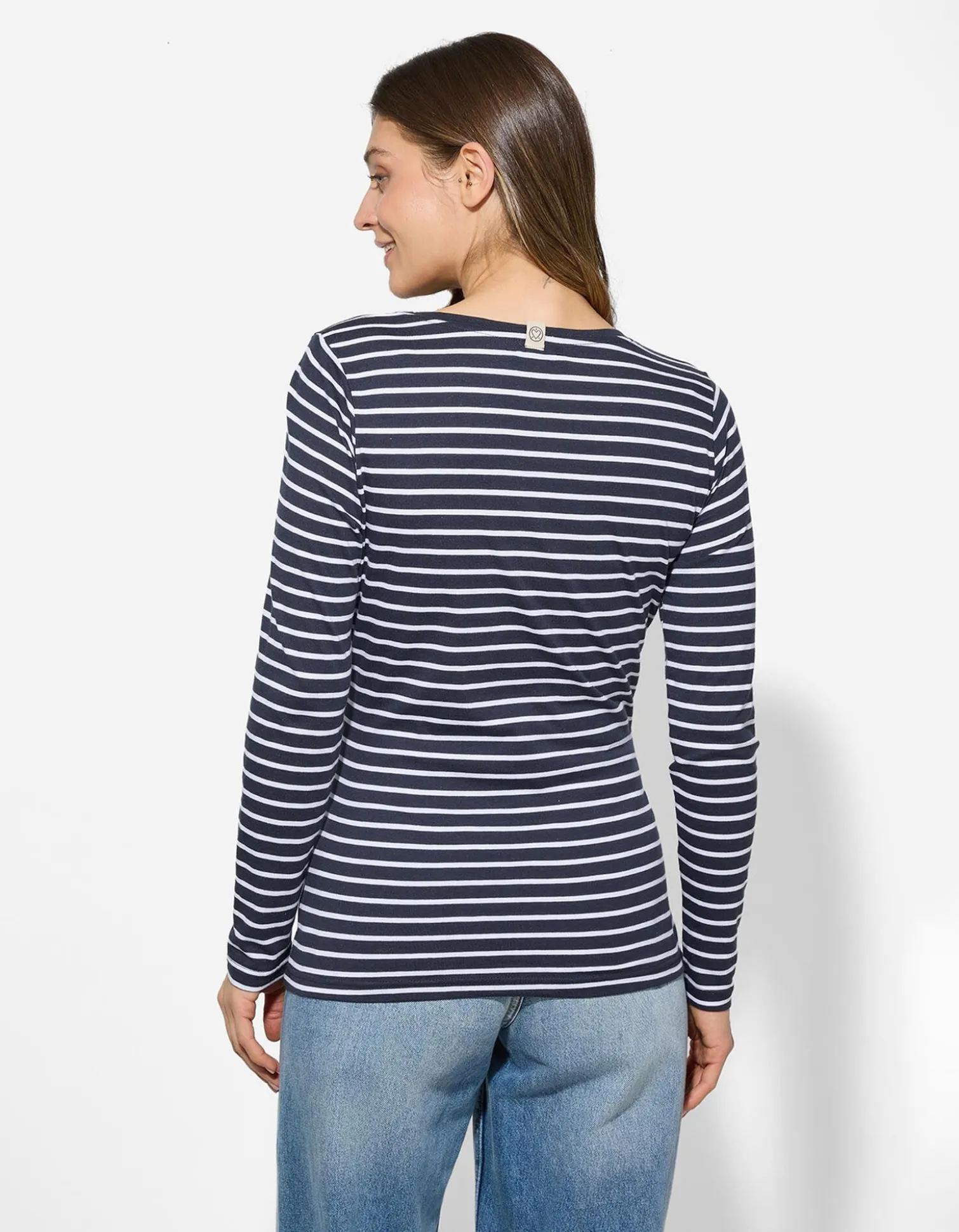 Langarmshirt - Zierknöpfe - dunkelblau