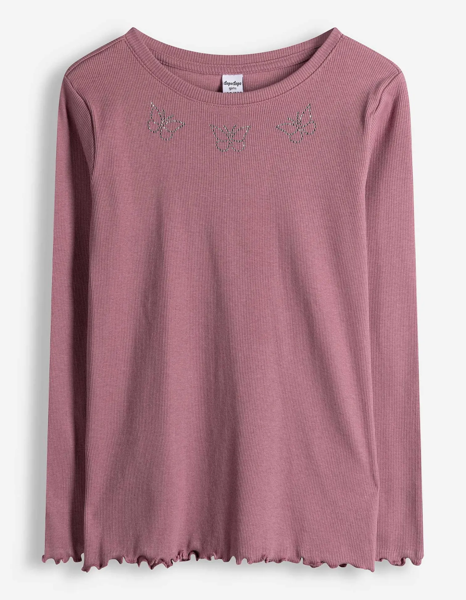 Langarmshirt - Ziersteine - dunkellila