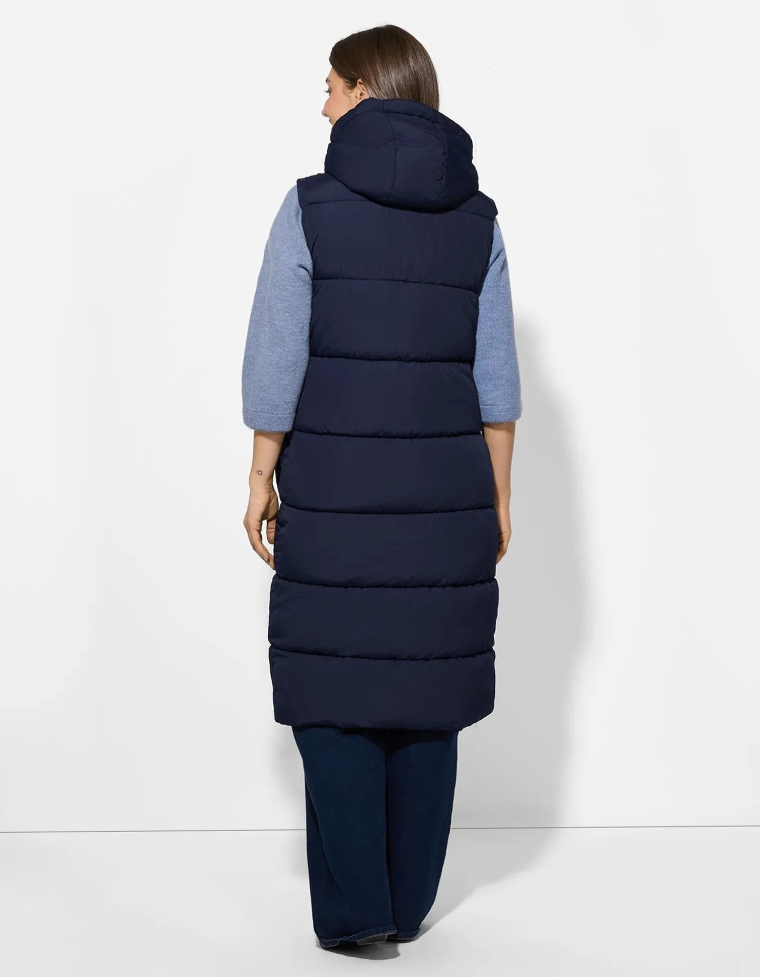 Lange Weste - Regular Fit - dunkelblau