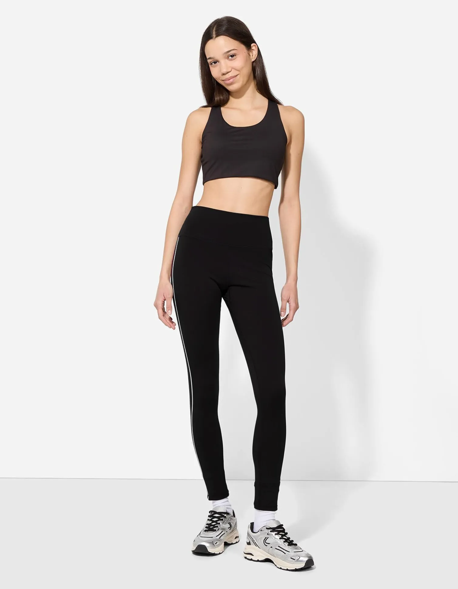 Leggings - Galonstreifen - schwarz