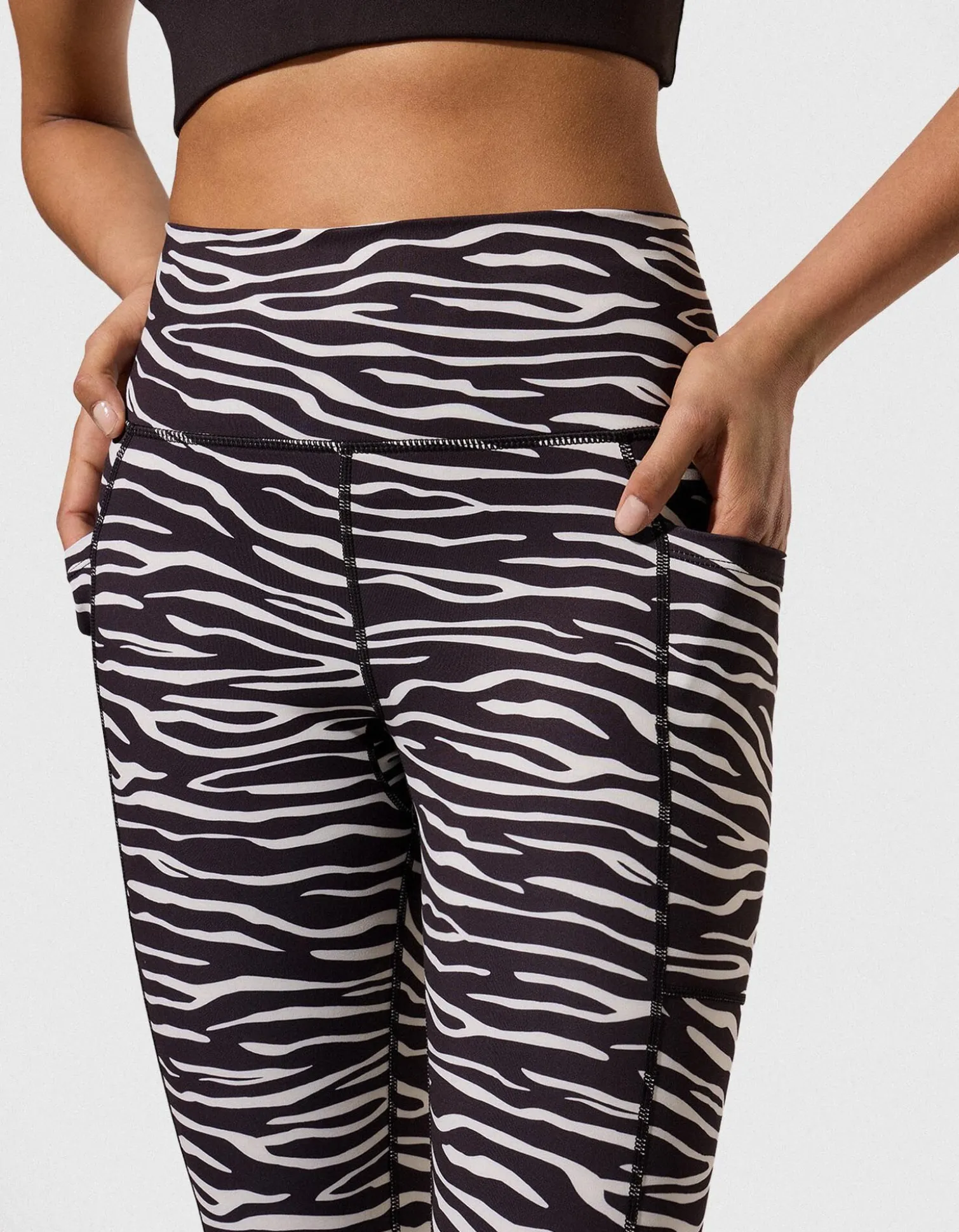 Leggings - Zebramuster - schwarz