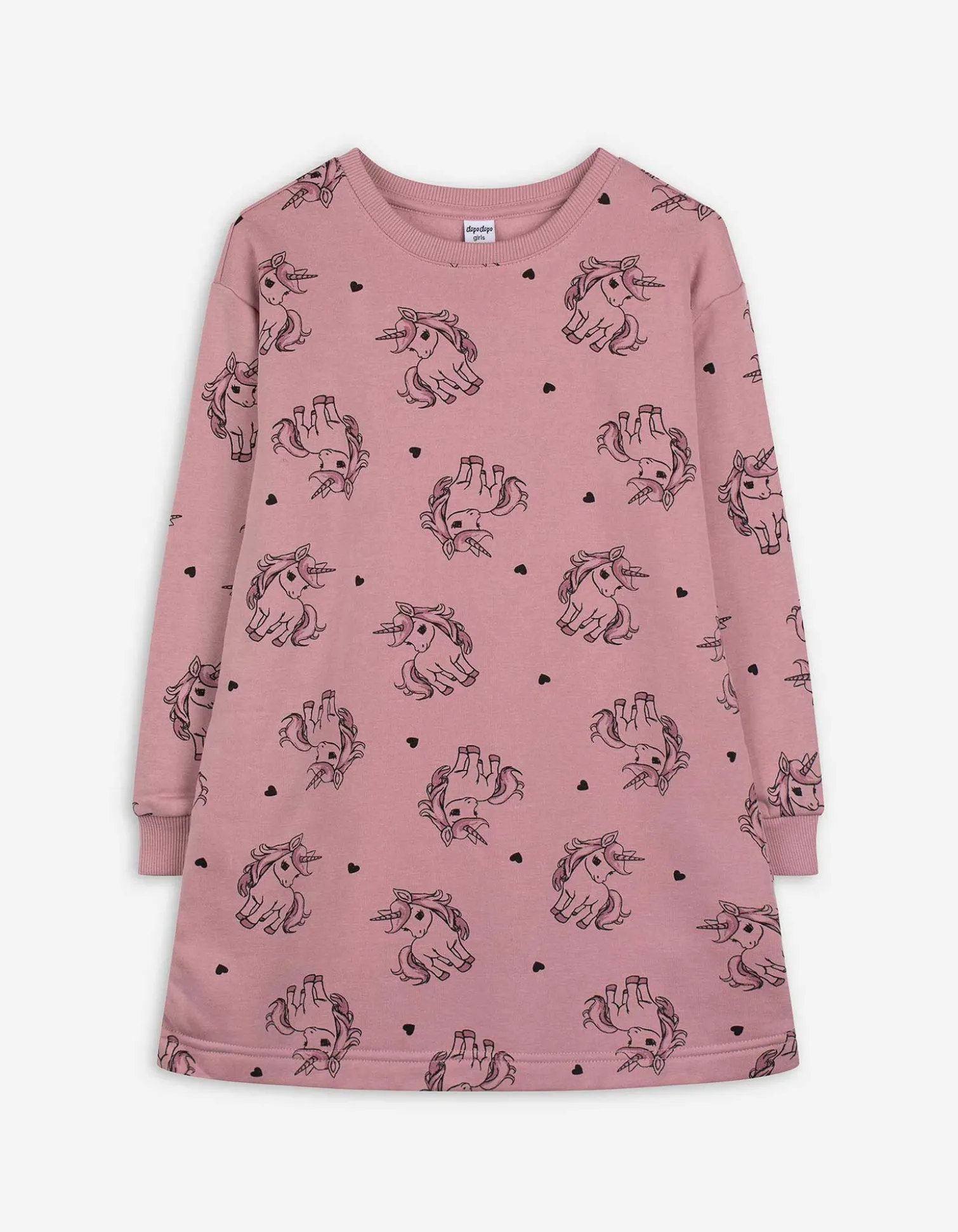 Longpullover - Allover-Print - rosa