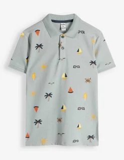 Poloshirt - Allover-Print - türkis