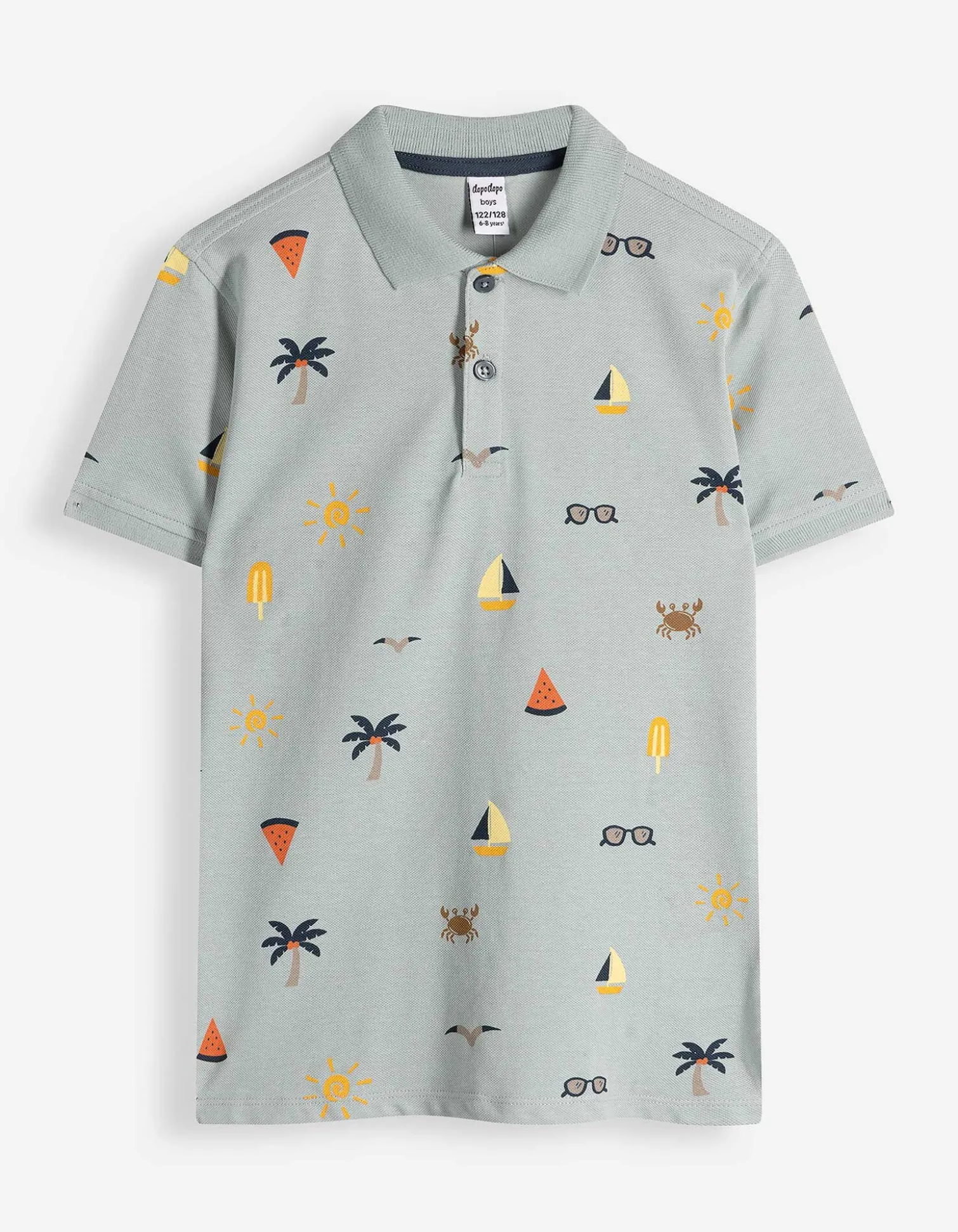 Poloshirt - Allover-Print - türkis