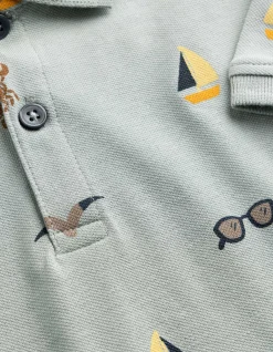 Poloshirt - Allover-Print - türkis
