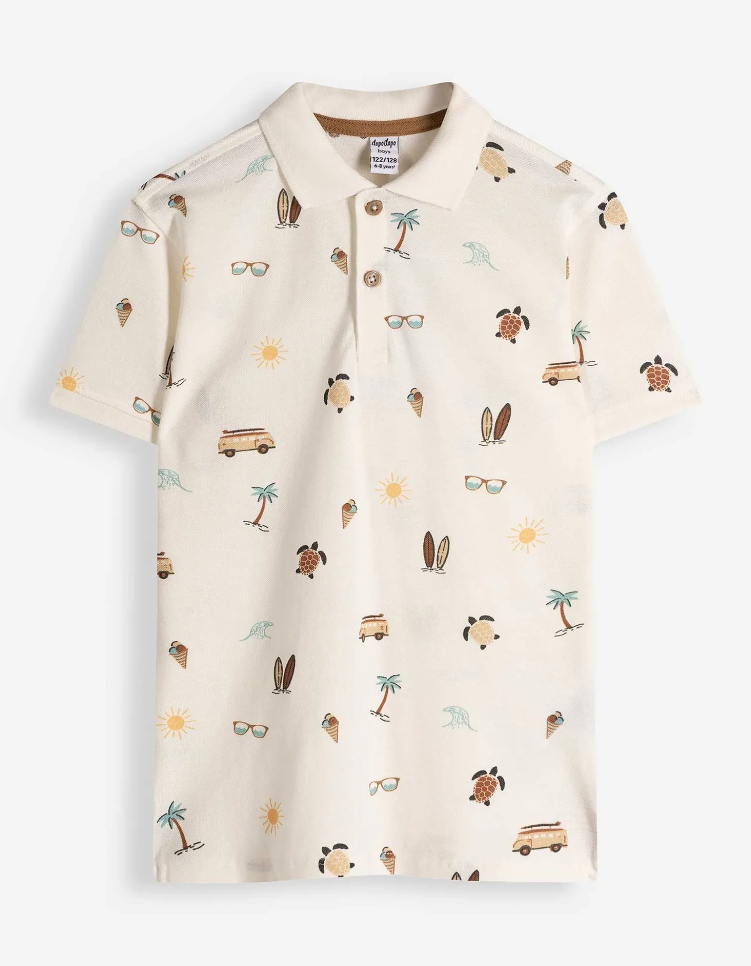 Poloshirt - Allover-Print - weiß