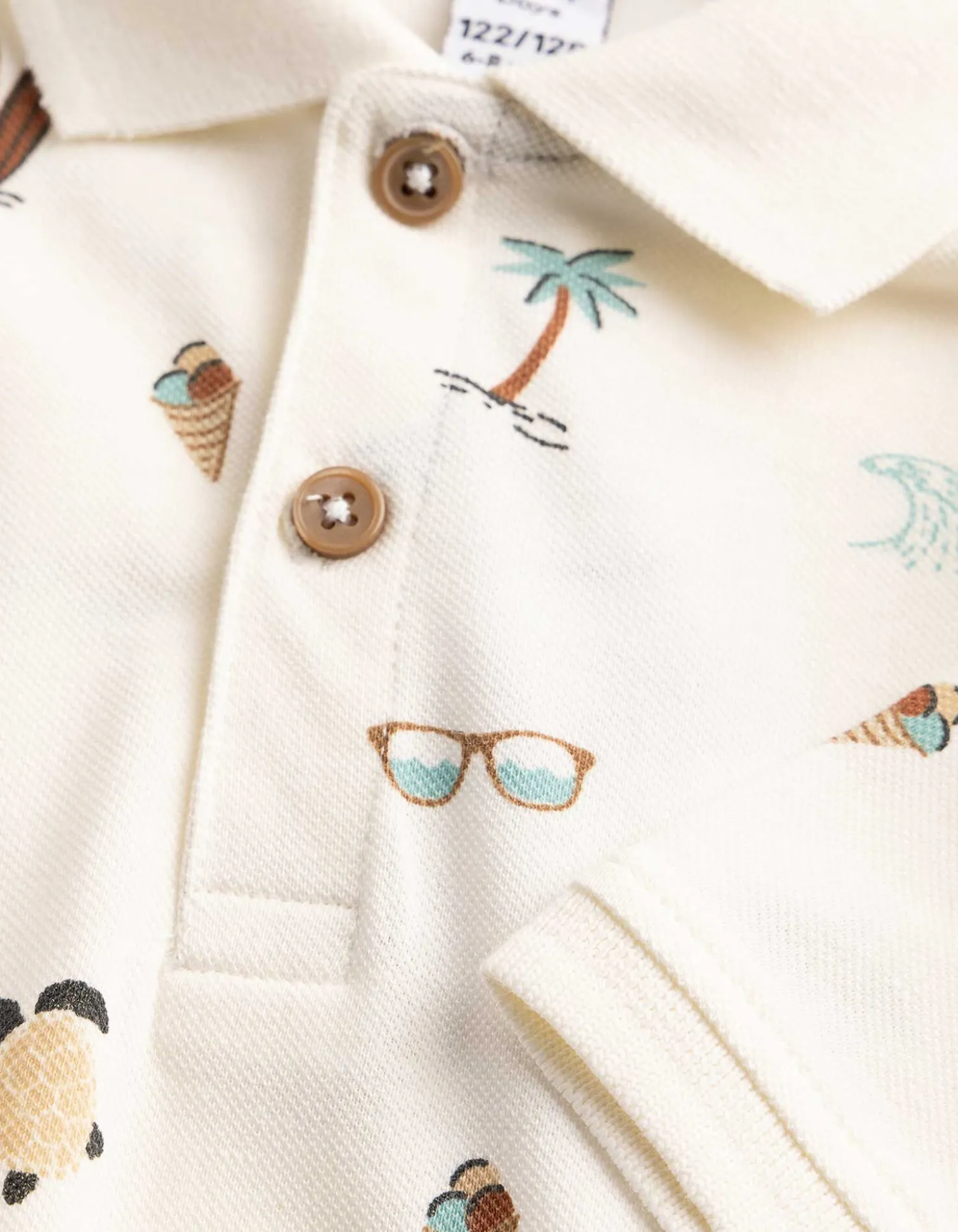 Poloshirt - Allover-Print - weiß