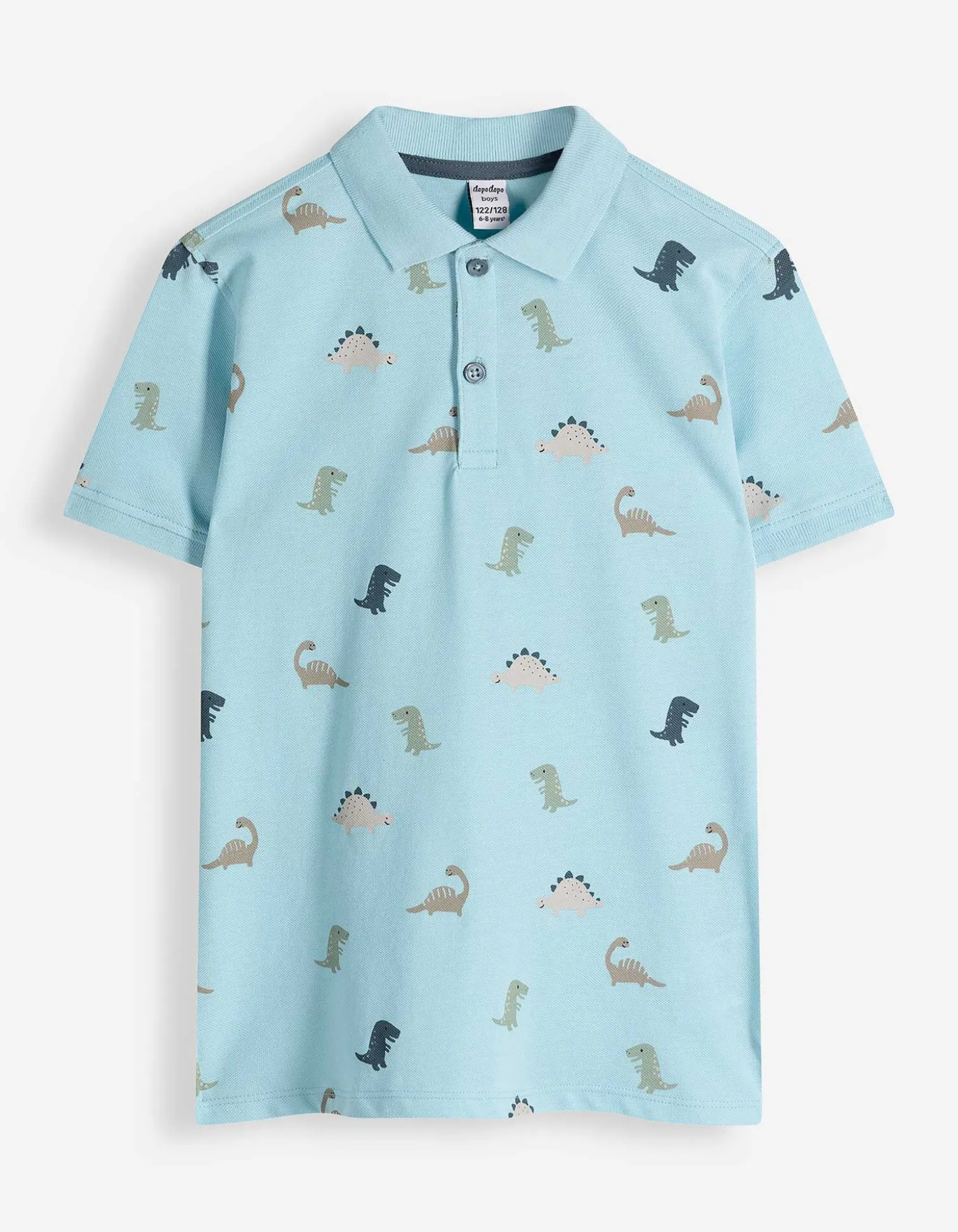 Poloshirt - Allover-Print - hellblau
