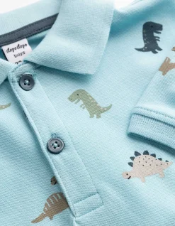 Poloshirt - Allover-Print - hellblau