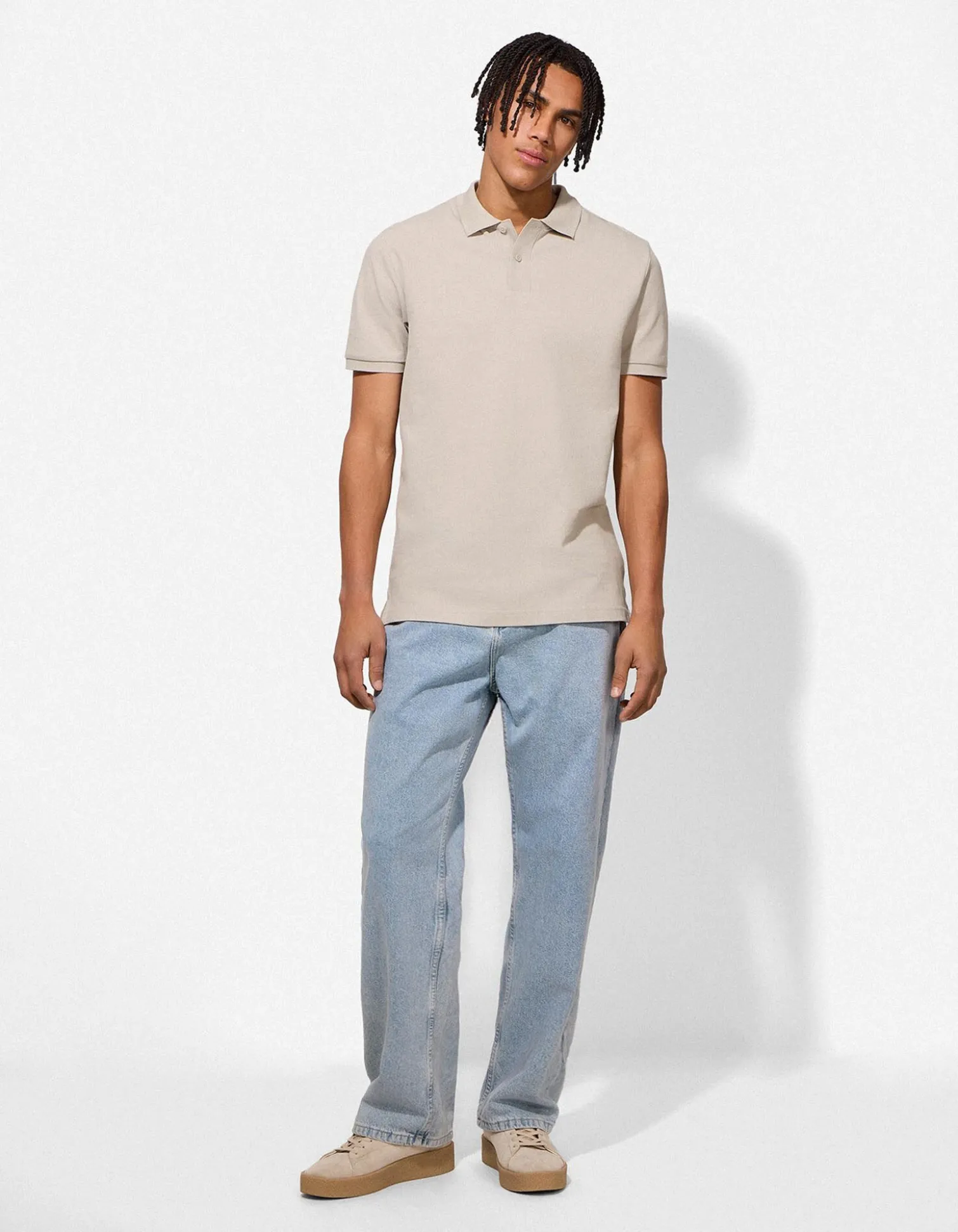 Poloshirt - einfarbig - beige