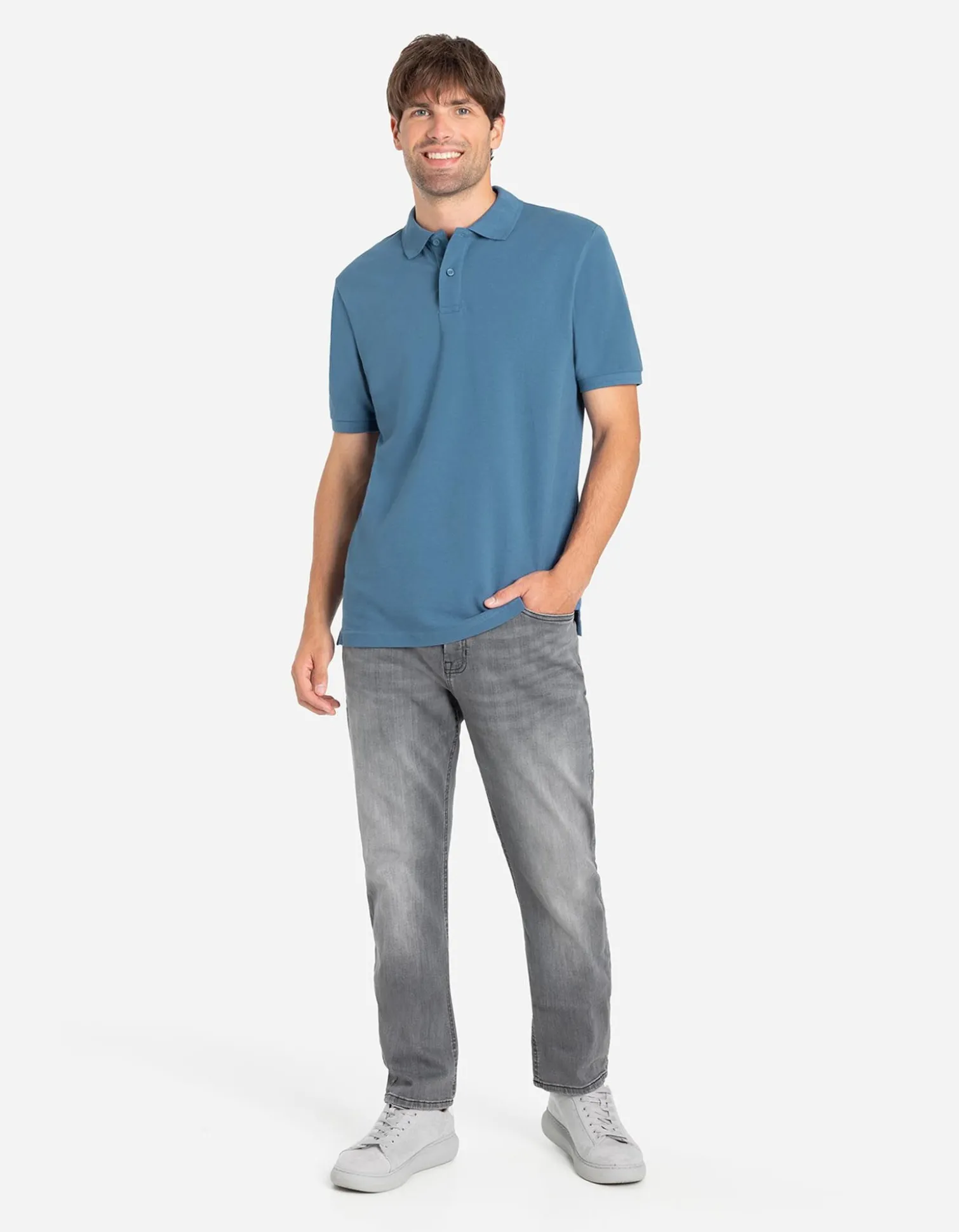 Poloshirt - Knopfverschluss - türkis