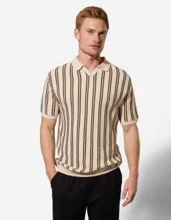 Poloshirt - Streifen - beige