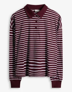 Poloshirt - Streifen - dunkelrot