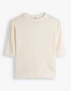 Pullover - Lochstrick - weiß