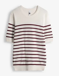 Pullover - Streifen - dunkelrot