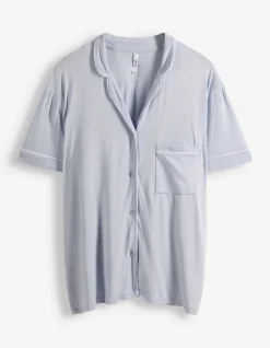 Pyjama Set aus Shirt und Shorts - einfarbig - hellblau