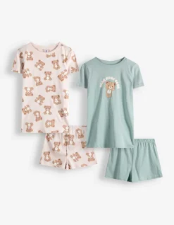 Pyjama Set aus Shirt und Shorts - 2er-Pack - bronzefarben