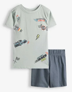 Pyjama Set aus Shirt und Shorts - Mustermix - bronzefarben